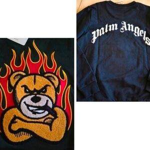 Moncler X Palm Angels 🔥 Angry Bear Flame Sweatshirt🔥 Palm Angels Collaboration